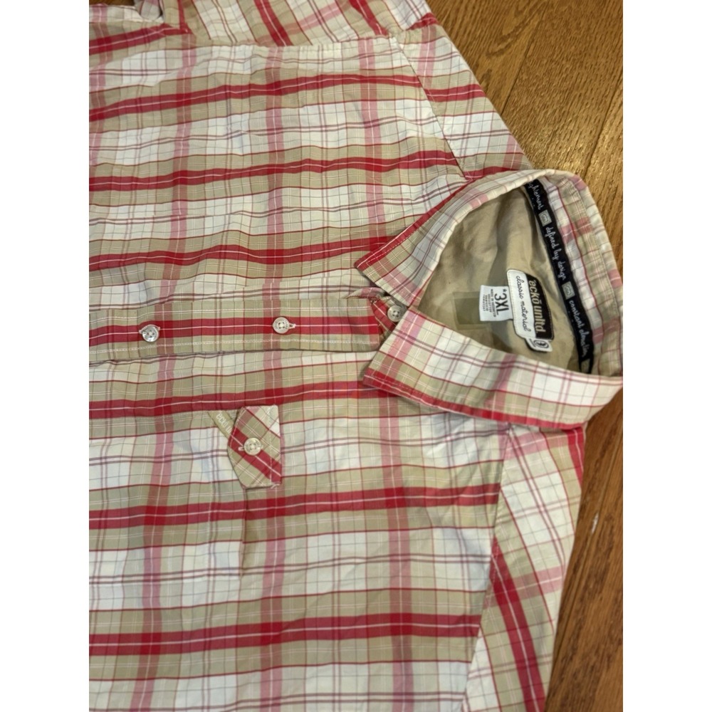 Ecko Button Up Shirt Men 3XL Red Plaid Short Sleeve Casual Y2K Vintage Adult Top